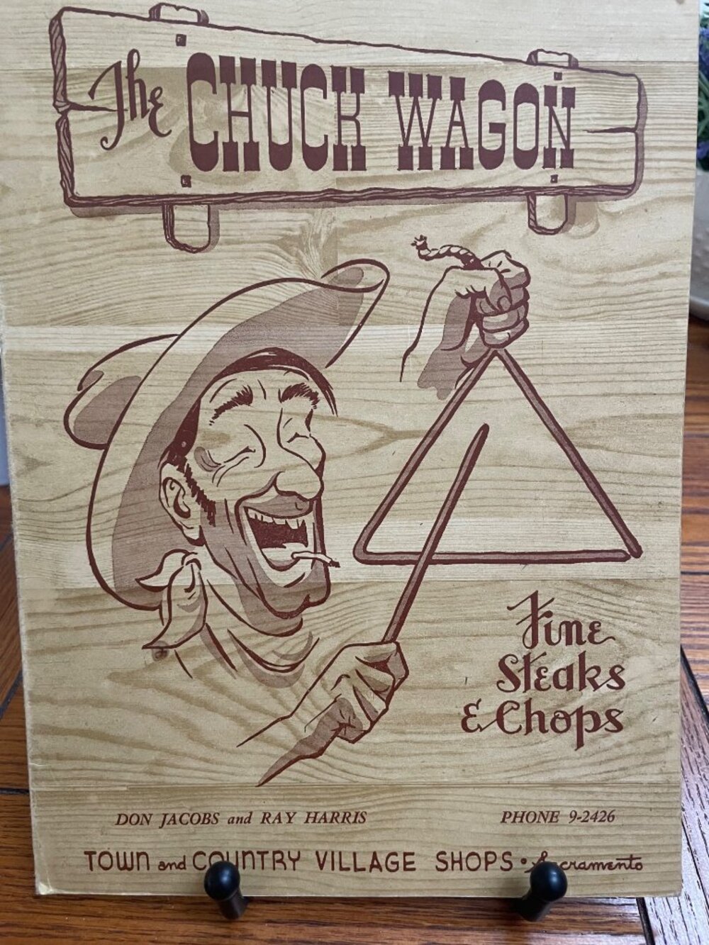 The Chuck Wagon Sacramento Vintage Wooden Menu Fine Steaks & Chops Town & Countr